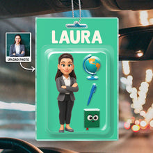 Custom Photo Personalized Teacher Action Figure Packaging Toy Box Style - Personalized Customized Acrylic Car Ornament - Gift For Teachers, Family Members and Friends