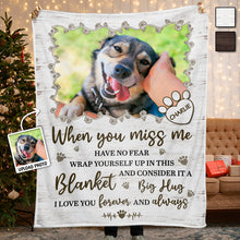 Give Them A Hug Through This Blanket - Personalized Photo Blanket - Memorial Gift For Pet Lovers