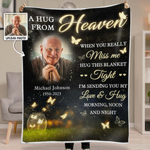 Custom Photo Butterfly When You Miss Me - Personalized Customized Blanket - Memorial Gift For Family Members