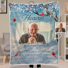 Custom Photo A Hug From Heaven Horizon - Personalized Customized Blanket - Memorial Gift For Family Members