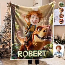 Jurassic Adventure - Customized Personalized Blanket - Gift For Family Members