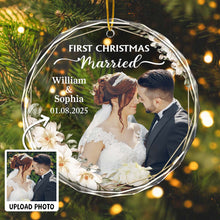 First Christmas Married Couple - Personalized Glass Ornament - Christmas, Anniversary Gift For Couple, Husband Wife, Him, Her
