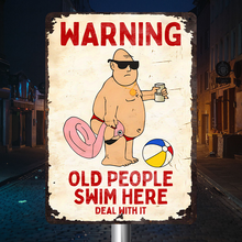 Old People Swim Here Swimming Pool Warming Sign Metal Sign Poolside Sign