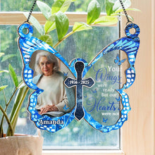 Custom Photo Your Wings Were Ready But Our Hearts Weren't - Personalized Window Suncatcher - Memorial Gift For Family Members