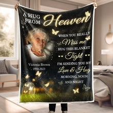 Custom Photo Butterfly When You Miss Me - Personalized Customized Blanket - Memorial Gift For Family Members