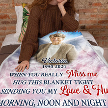 Custom Photo With Wings A Hug From Heaven - Personalized Customized Blanket - Memorial Gift For Family Members