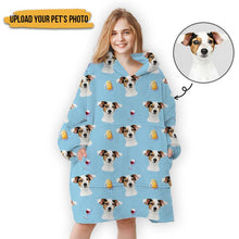 Beer And Wine - Personalized Oversized Blanket Hoodie - Birthday Mother's Day Gift For Dog Mom, Cat Mom