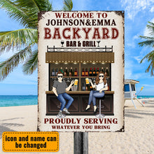Backyard Bar Where Memories Are Made And Often Forgotten In The Morning - Gift For Couples - Personalized Custom Classic Metal Signs