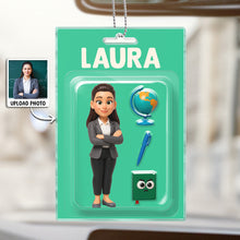 Custom Photo Personalized Teacher Action Figure Packaging Toy Box Style - Personalized Customized Acrylic Car Ornament - Gift For Teachers, Family Members and Friends
