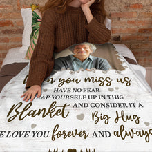 Hug This Blanket When You Miss Us - Personalized Photo Blanket - Memorial Gift For Family Members