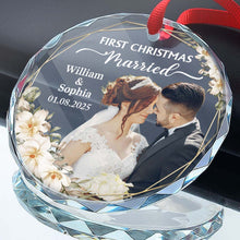 First Christmas Married Couple - Personalized Glass Ornament - Christmas, Anniversary Gift For Couple, Husband Wife, Him, Her