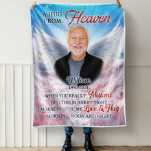 Custom Photo With Wings A Hug From Heaven - Personalized Customized Blanket - Memorial Gift For Family Members