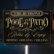 Pool & Patio Poolside Outdoor Decor Personalized Custom Metal Sign