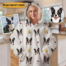 Beer And Wine - Personalized Oversized Blanket Hoodie - Birthday Mother's Day Gift For Dog Mom, Cat Mom