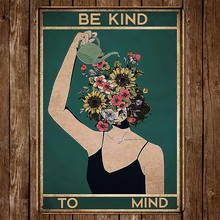 Artistic Portrait Watering Flowers -  Personalized Custom Metal Sign