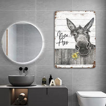 Donkey Sunflower Bathroom Metal Sign