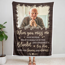 Hug This Blanket When You Miss Us - Personalized Photo Blanket - Memorial Gift For Family Members