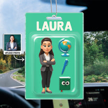 Custom Photo Personalized Teacher Action Figure Packaging Toy Box Style - Personalized Customized Acrylic Car Ornament - Gift For Teachers, Family Members and Friends