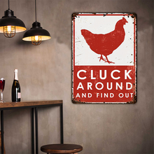 Cluck Around And Find Out Warning Sign Chicken Farm Outdoors Fence Wall Decor