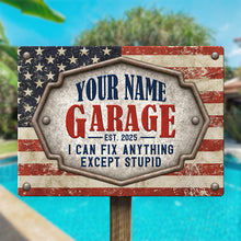 Garage I Can Fix Everything American Theme - Personalized Custom Metal Sign -  Gift For Dad, Husband, Him