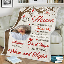Custom Photo Memorial A Hug From Heaven - Personalized Photo Blanket - Christmas Gift For Family