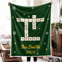 Custom Family Name Crossword Blanket - Personalized Photo Blanket - Christmas Gifts For Family