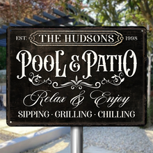Pool & Patio Poolside Outdoor Decor Personalized Custom Metal Sign