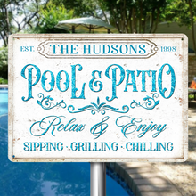 Pool & Patio Poolside Outdoor Decor Personalized Custom Metal Sign