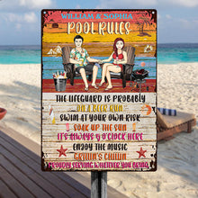Swimming Pool Rules Couple - Pool Sign - Personalized Custom Classic Metal Signs