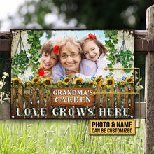 Custom Photo Garden Grandmother Grandchildren Sunflowers Custom Classic Metal Signs-CUSTOMOMO