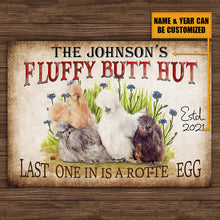 Personalized Chicken Metal Signs Fluffy Butt Hut Silkies Chicken Customized Classic Metal Signs-CUSTOMOMO