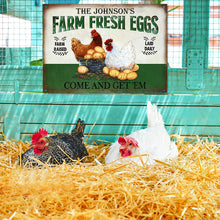 Personalized Chicken Farm Fresh Eggs Green Customized Classic Metal Signs-CUSTOMOMO