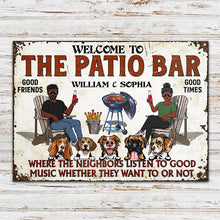 Patio Grilling Listen To The Good Music Couple Husband Wife Dog Lovers - Backyard Sign - Personalized Custom Classic Metal Signs-CUSTOMOMO