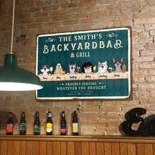 Backyard Bar & Grill - Personalized Metal Sign - Birthday, Loving Gift For Dog Mom, Dog Dad, Cat Mom, Cat Lover, Dog Lover, Pet Owners