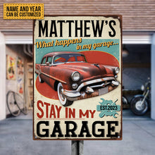 What Happens In My Garage Stays In My Garage - Garage Metal Signs - Personalized Custom Classic Metal Signs