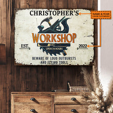 Personalized Carpenter Workshop Beware Of Loud Customized Classic Metal Signs