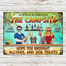 Hope You Brought Alcohol And Dog Treats Couple Husband Wife Summer - Backyard Sign - Personalized Custom Classic Metal Signs-CUSTOMOMO