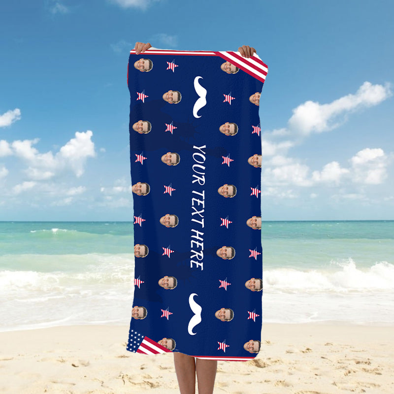 Custom Photo - The Father's Day Beach Towel US Flag Theme - Personaliz ...