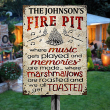 Personalized Camping Fire Pit Get Toasted Color Customized Classic Metal Signs (white)