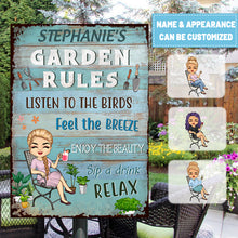 Garden Rules Feel The Breeze Enjoy The Beauty Gardening - Garden Sign - Personalized Custom Classic Metal Signs