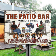 Patio Grilling Listen To The Good Music Couple Husband Wife Dog Lovers - Backyard Sign - Personalized Custom Classic Metal Signs-CUSTOMOMO