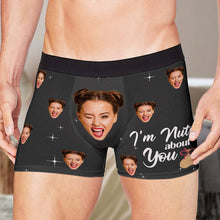 Custom Photo - I'm Nuts About You - Personalized Customized Man's Boxer Briefs - Gift For Husband Boyfriend - Valentines Day Gift
