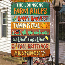 Autumn Farm Rules Fall Greetings, Harvest Season, Farmhouse, Farm Decor, Custom Classic Metal Signs