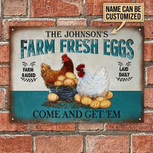 Personalized Chicken Farm Raised Laid Daily Turquoise Customized Classic Metal Signs-CUSTOMOMO