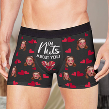 I'm Nuts About You - Personalized Photo Men's Boxer Briefs - Valentine's Day Gift For Boyfriend, Husband