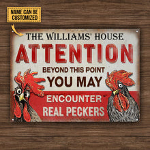 Personalized Chicken Attention Peckers Customized Classic Metal Signs-CUSTOMOMO
