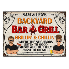 Backyard Bar & Grill Listen To Good Music - Personalized Custom Classic Metal Signs