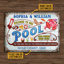 Personalized Flamingo Pool Memories Last Forever Customized Classic Metal Signs
