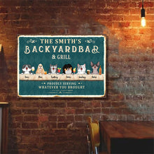 Backyard Bar & Grill - Personalized Metal Sign - Birthday, Loving Gift For Dog Mom, Dog Dad, Cat Mom, Cat Lover, Dog Lover, Pet Owners