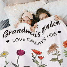 Love Grows Here Flowers Gift For Mother Grandma Garden Personalized Custom Blanket